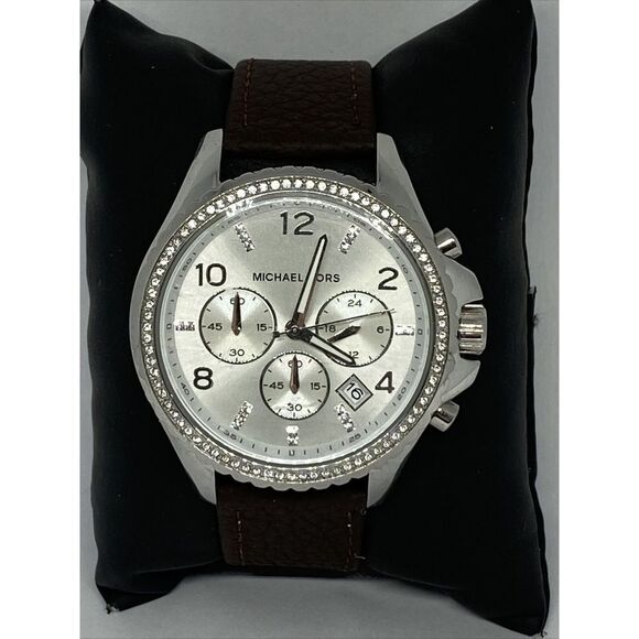 Michael Kors Guess MK5882 Women's Brown Leather Analog Dial Quarty Watch OP745 - Picture 1 of 12